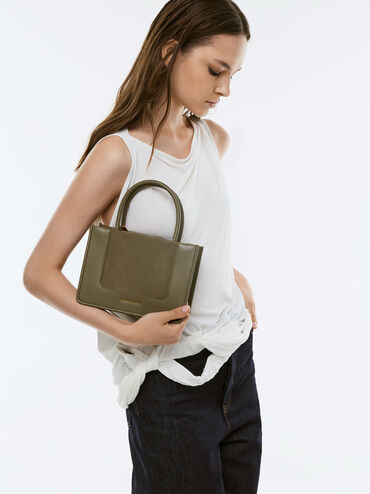 Mini Daylla Recycled Suede Tote Bag, Deep Olive, hi-res