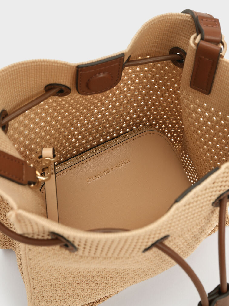 Ida Knitted Bucket Bag, Beige, hi-res