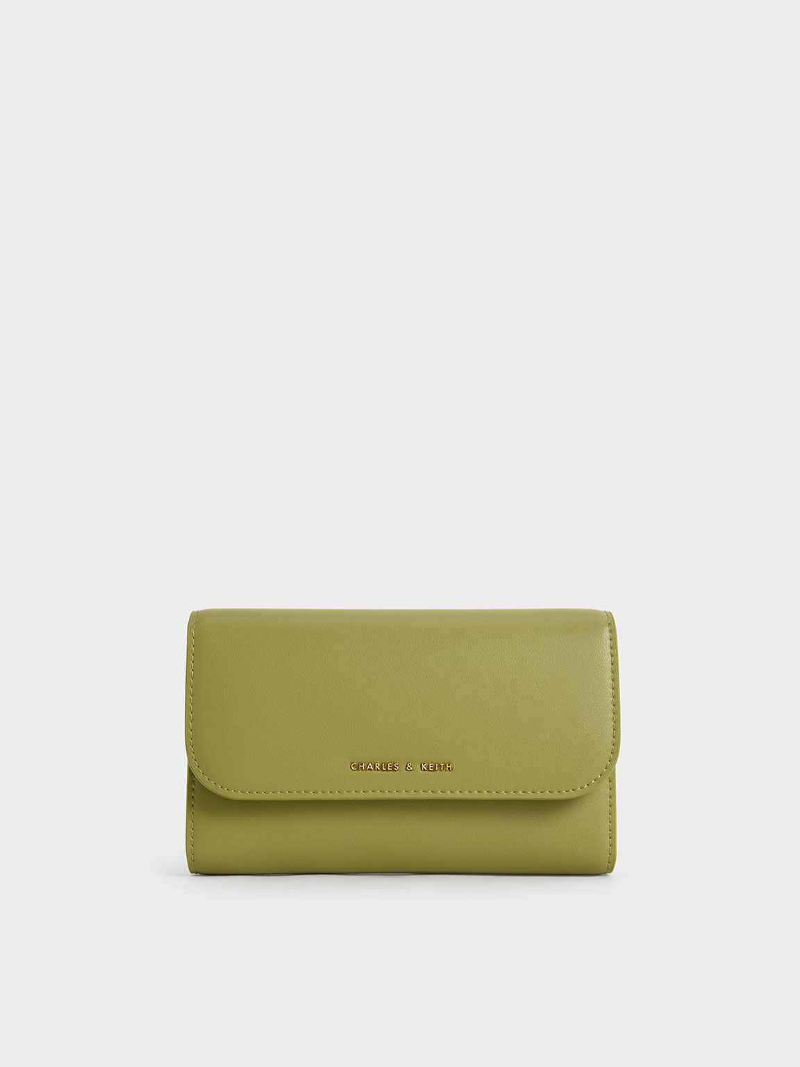 Magnetic Front Flap Long Wallet, Avocado, hi-res