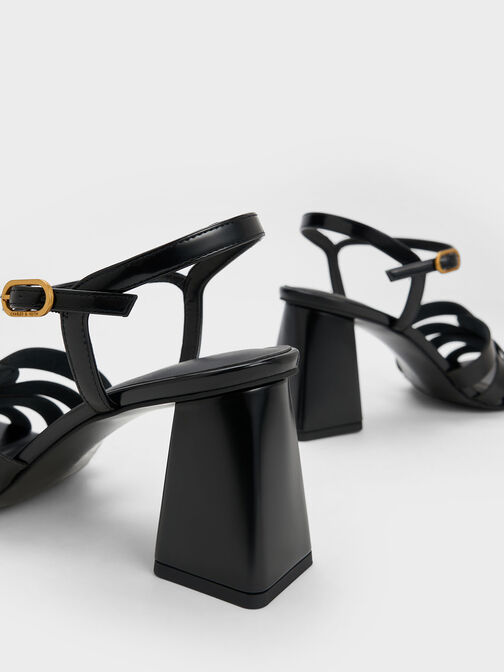 Interwoven Block Heel Sandals, Black Box, hi-res