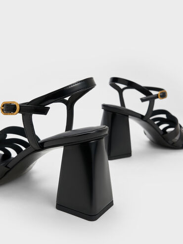 Interwoven Block Heel Sandals, Black Box, hi-res