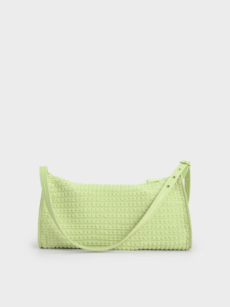 Textured Elongated Shoulder Bag, Zesty Green, hi-res