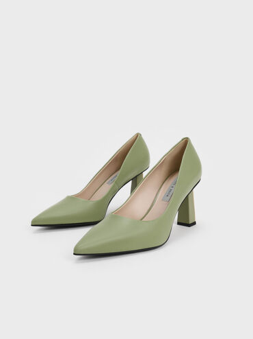 Trapeze Heel Pumps, Sage Green, hi-res