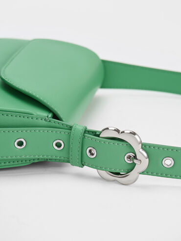Petra Asymmetrical Front Flap Bag, Green, hi-res