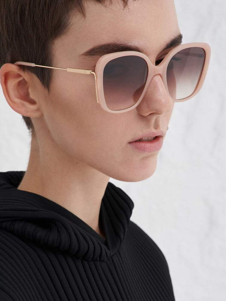 Renee Recycled Acetate Butterfly Sunglasses, Pink, hi-res
