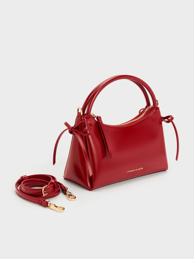 Hazel Bow Horse-Motif Top Handle Bag, Tomato Red, hi-res