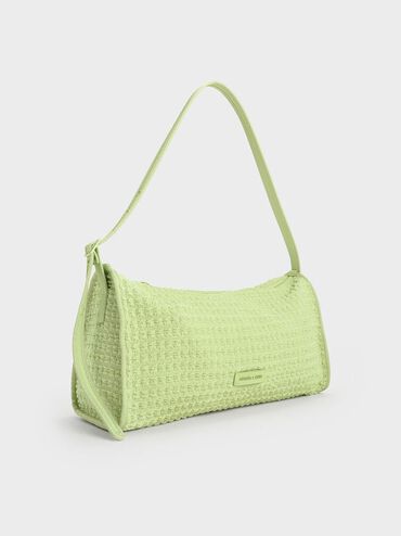 Textured Elongated Shoulder Bag, Zesty Green, hi-res