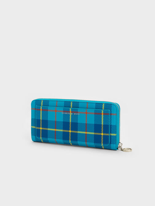 Cyrus Checkered Long Wallet, Blue, hi-res