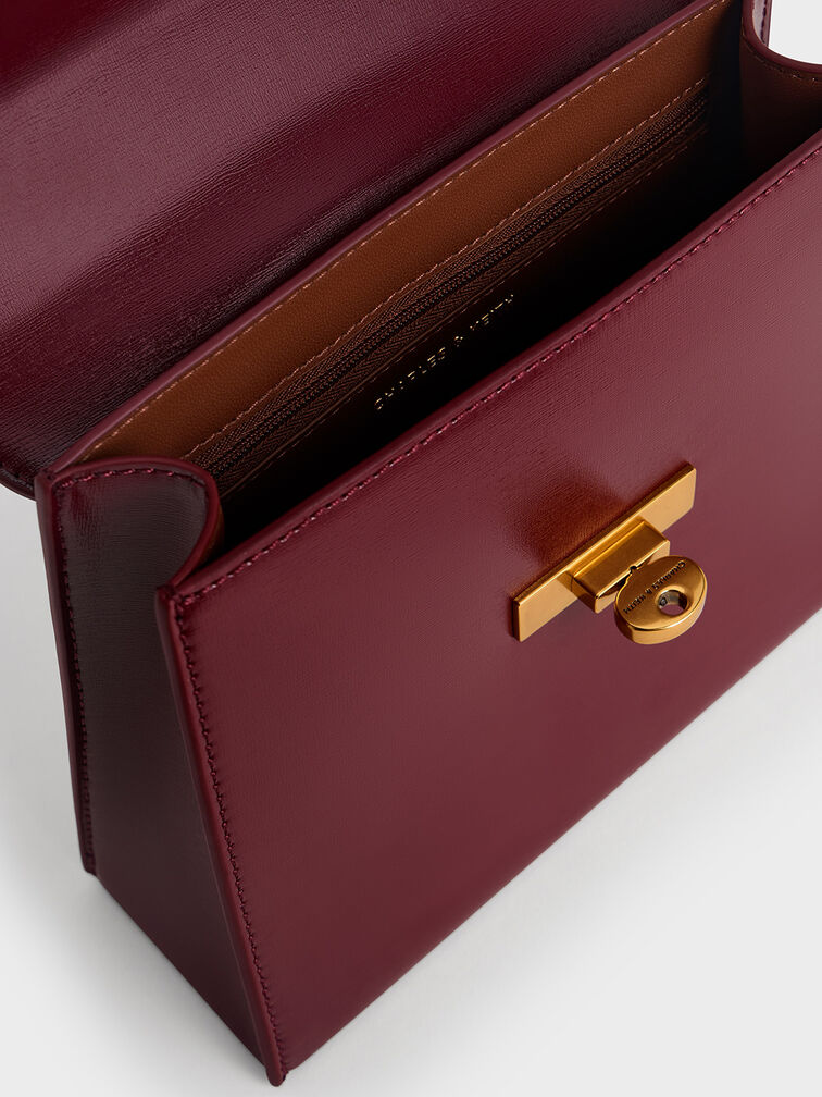 Samantha Envelope Top Handle Bag, Burgundy, hi-res