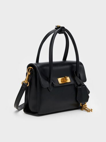 Mini Kerry Turn-Lock Tote Bag, Black, hi-res