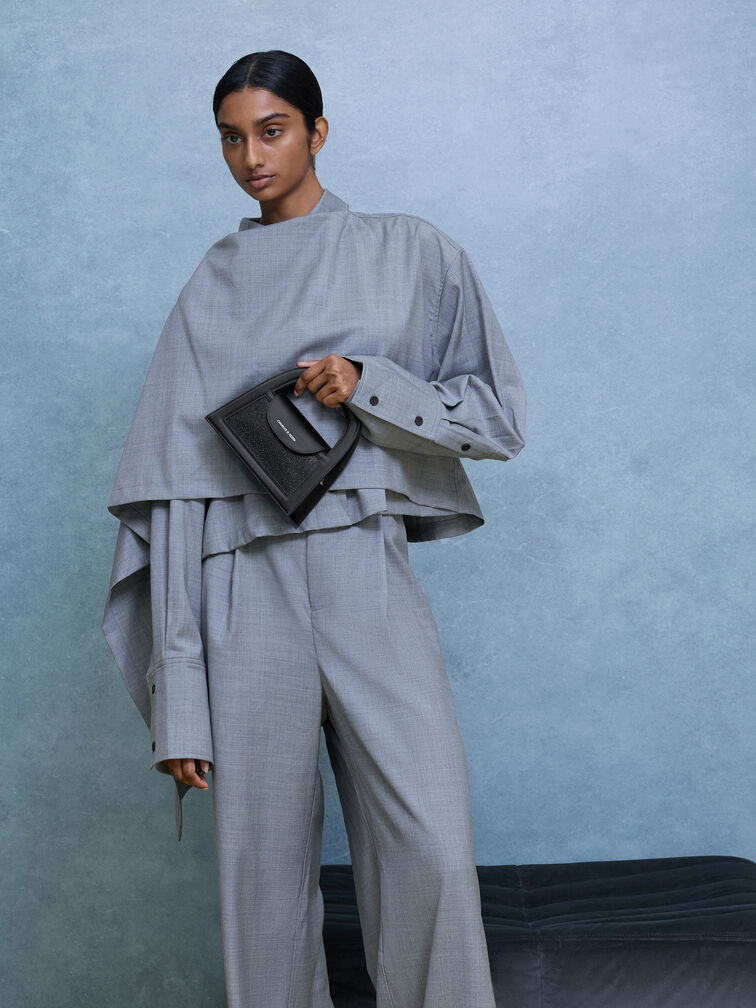 Este Glittered Top Handle Bag, Noir, hi-res