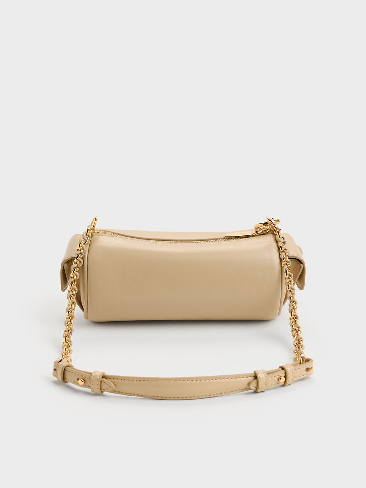 Lottie Side-Pocket Chain Shoulder Bag, Sand Beige, hi-res