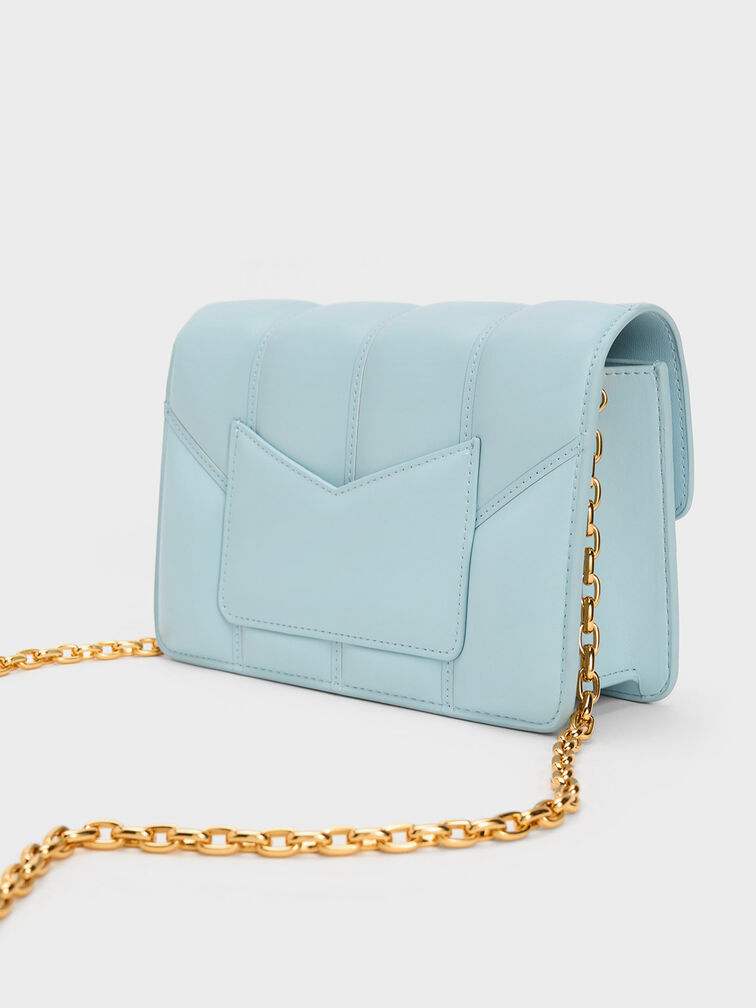 Eudora Chevron Boxy Bag, Blue, hi-res