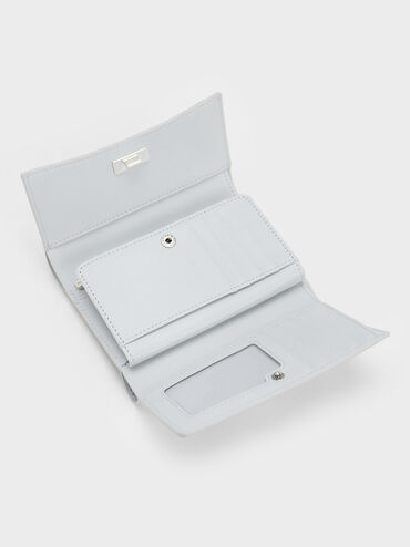 Huxley Metallic-Accent Front Flap Wallet, Light Grey, hi-res