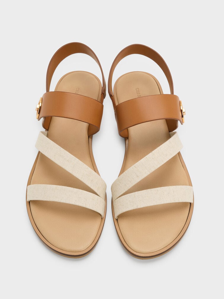 Yara Turn Lock Strappy Sandals, Caramel, hi-res