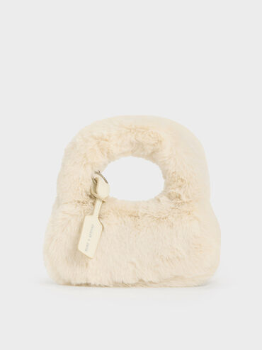 Mini Yama Furry Top Handle Bag, Cream, hi-res