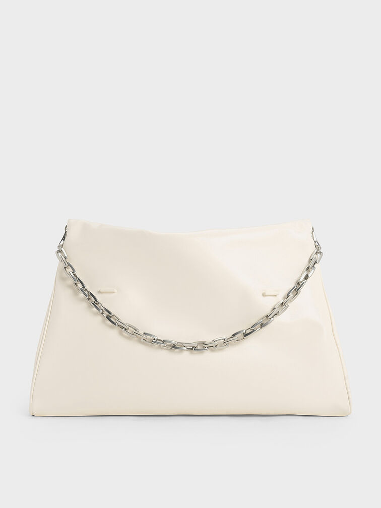 Andromeda Chunky-Chain Trapeze XL Tote Bag, Cream, hi-res