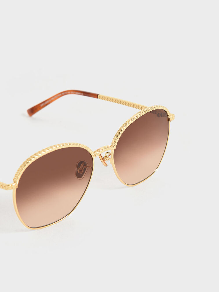 Braided Butterfly Sunglasses, Gold, hi-res