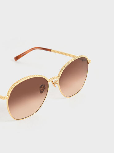 Braided Butterfly Sunglasses, Gold, hi-res