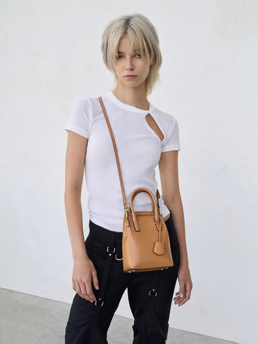 Rene Elongated Top Handle Bag, Toffee, hi-res
