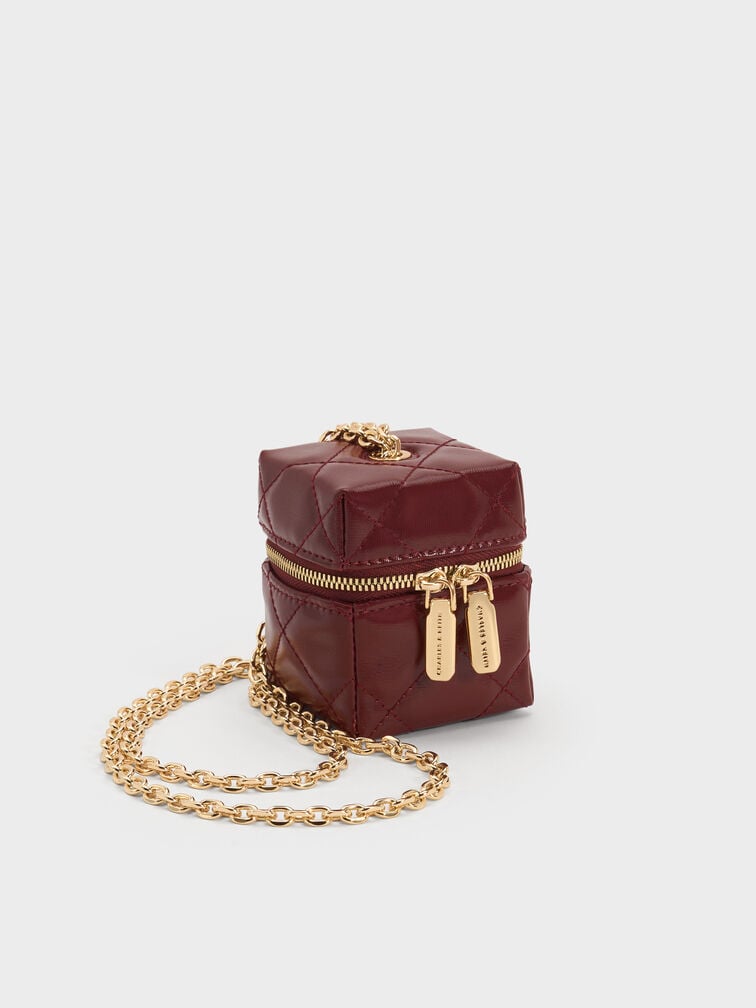 Janie Quilted Micro Bag, Burgundy, hi-res