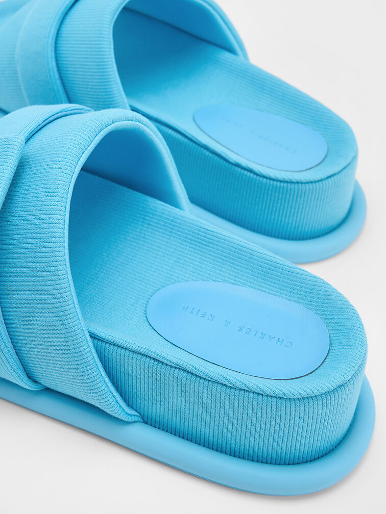 Sinead Woven Buckled Slide Sandals, Blue, hi-res