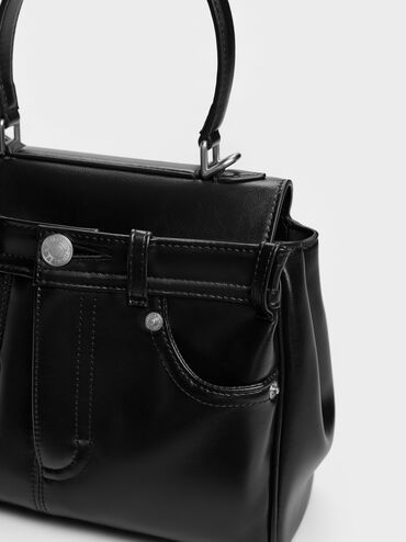 Arita Jeans Top Handle Bag, Noir, hi-res