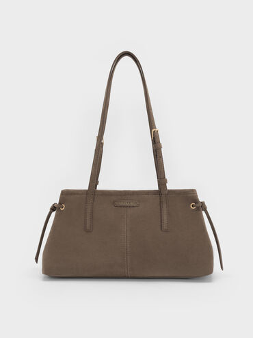Noane Elongated-Handle Shoulder Bag, Stone Grey, hi-res