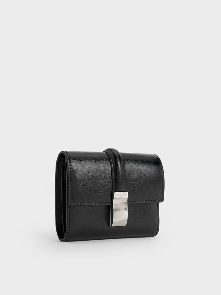 Wisteria Metallic-Accent Wallet, Noir, hi-res
