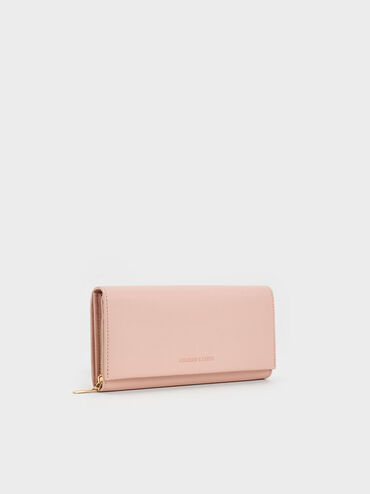 Muriel Front Flap Long Wallet, Pink, hi-res