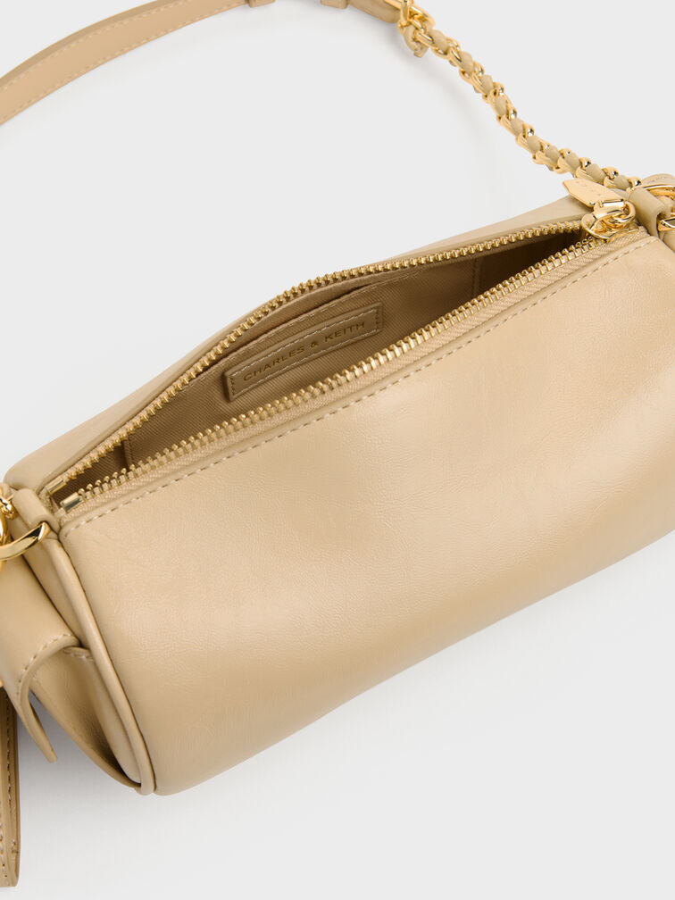 Lottie Side-Pocket Chain Shoulder Bag, Sand Beige, hi-res