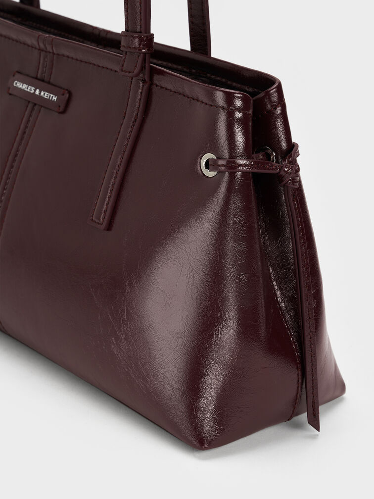 Noane Elongated-Handle Shoulder Bag, Wineberry Red, hi-res