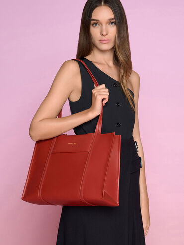 Shalia Tote Bag, Brick, hi-res