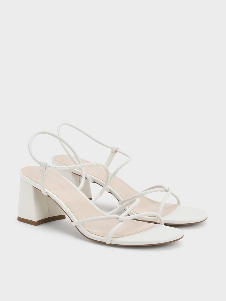 Meadow Strappy Block Heel Sandals, White, hi-res