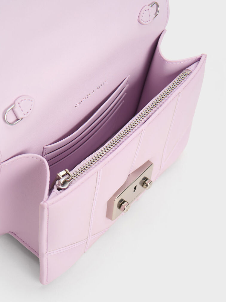 Eudora Chevron Boxy Bag, Lilac, hi-res