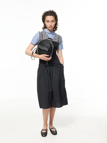 Alva Quilted Front-Pocket Backpack, Black, hi-res