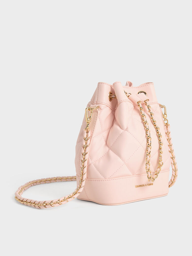 Julia Quilted Two-Way Bucket Bag, Light Pink, hi-res