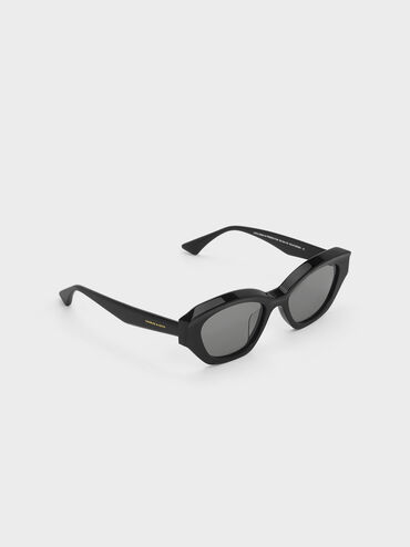 Onyx Recycled Acetate Cat-Eye Sunglasses, Black, hi-res