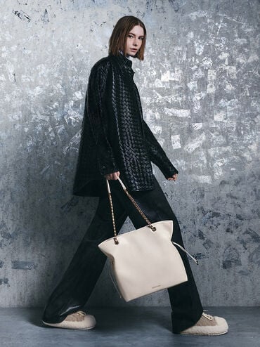Arya Braided-Strap Double-Handle Tote Bag, Cream, hi-res