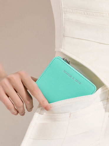 Zip Around Card Holder, Mint Green, hi-res