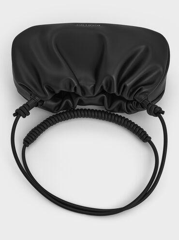 Lorelai Ruched Knotted-Strap Shoulder Bag, Noir, hi-res