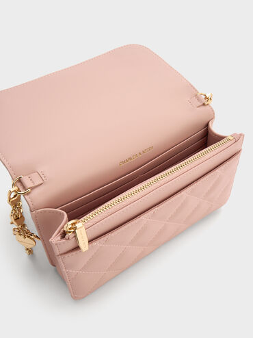 Arrietty Quilted Wallet On Chain, Light Pink, hi-res