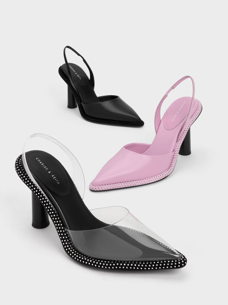 Crystal-Embellished Pointed-Toe Slingback Pumps, Lilac, hi-res