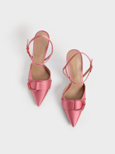 Gabine Gem-Embellished Back Strap Pumps, Coral Pink, hi-res