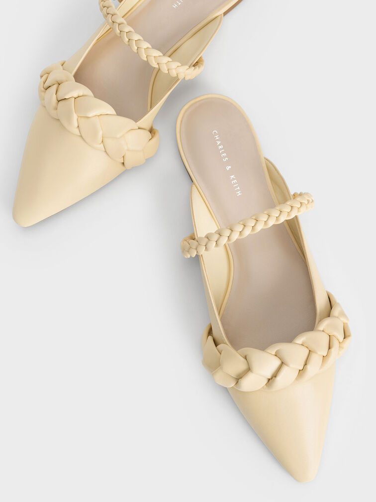 Braided Flat Mules, Butter, hi-res