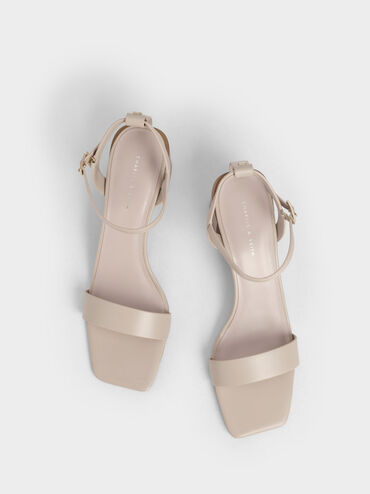 Ankle Strap Stacked Heel Sandals, Chalk, hi-res