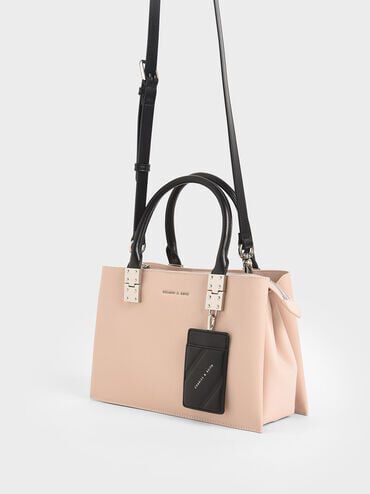 Cameron Double Top Handle Bag, Pink, hi-res