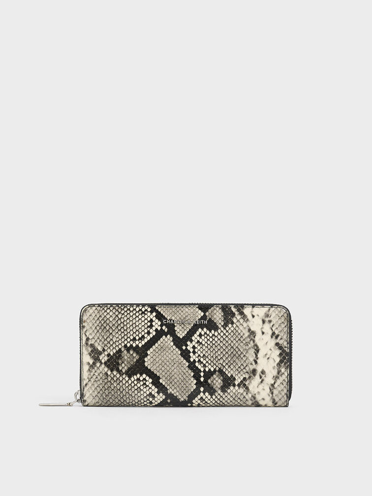 Snake-Print Zip-Around Long Wallet, Multi, hi-res