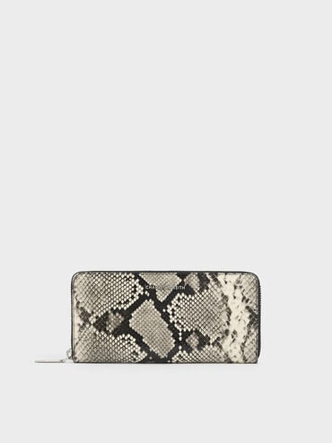 Snake-Print Zip-Around Long Wallet, Multi, hi-res