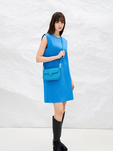 Koa Square Push-Lock Shoulder Bag, Blue, hi-res